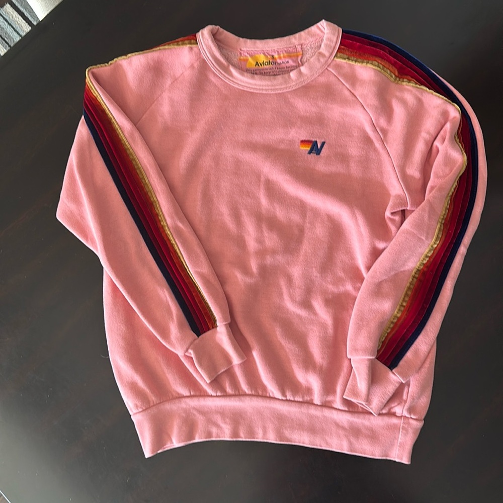 Aviator Nation Pink Classic Velvet Relaxed Sweatshirt - S